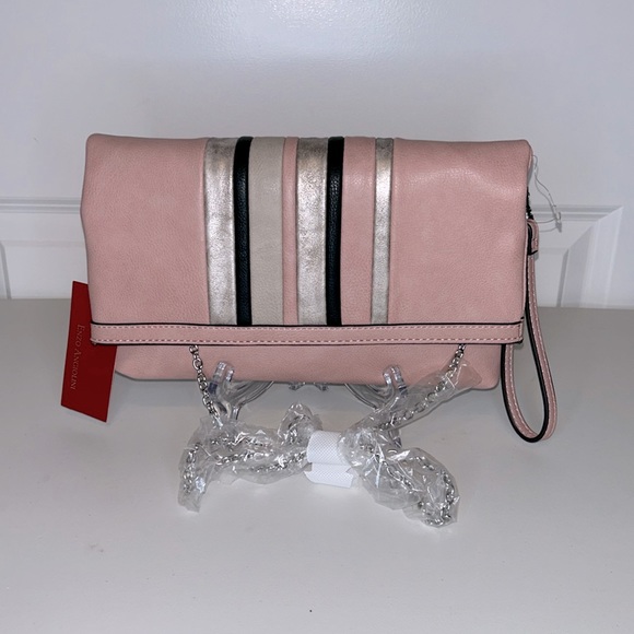 Enzo Angiolini Handbags - Enzo Angiolini NWT Crossbody or Clutch, Blush Tan & Sliver Colors Vegan Leather